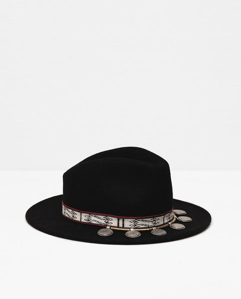 COINS AND DECORATIVE BAND HAT