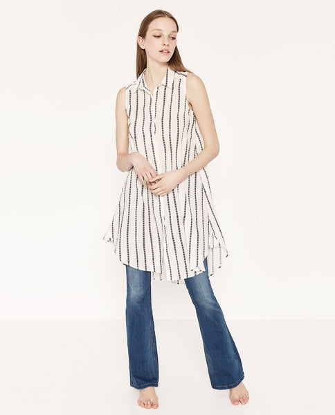 TWO-TONE STRIPE PRINT SHIRT