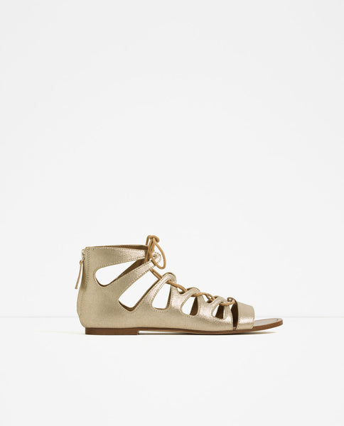 FLAT METALLIC ROMAN SANDALS