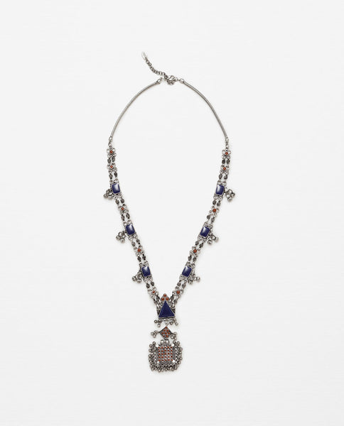 LONG SILVER TONED NECKLACE