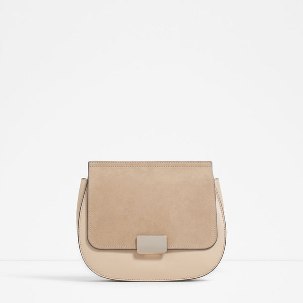 CONTRAST MATERIAL CROSS-BODY BAG