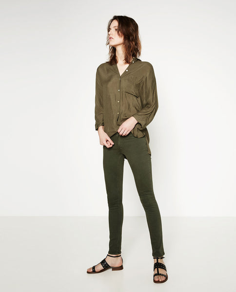 SKINNY MID-RISE TROUSERS