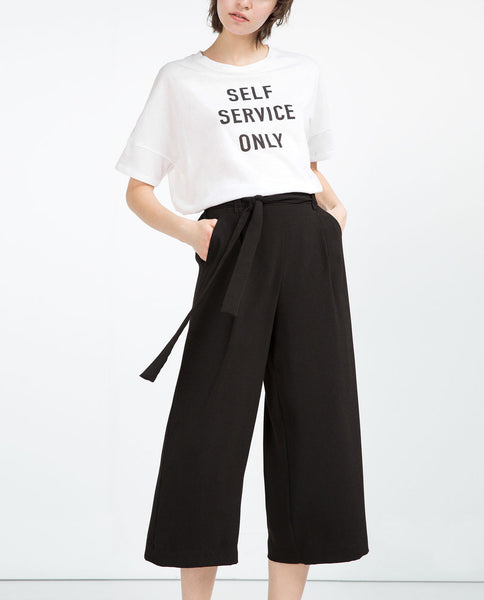 CROPPED FLOWING STRIPED TROUSERS